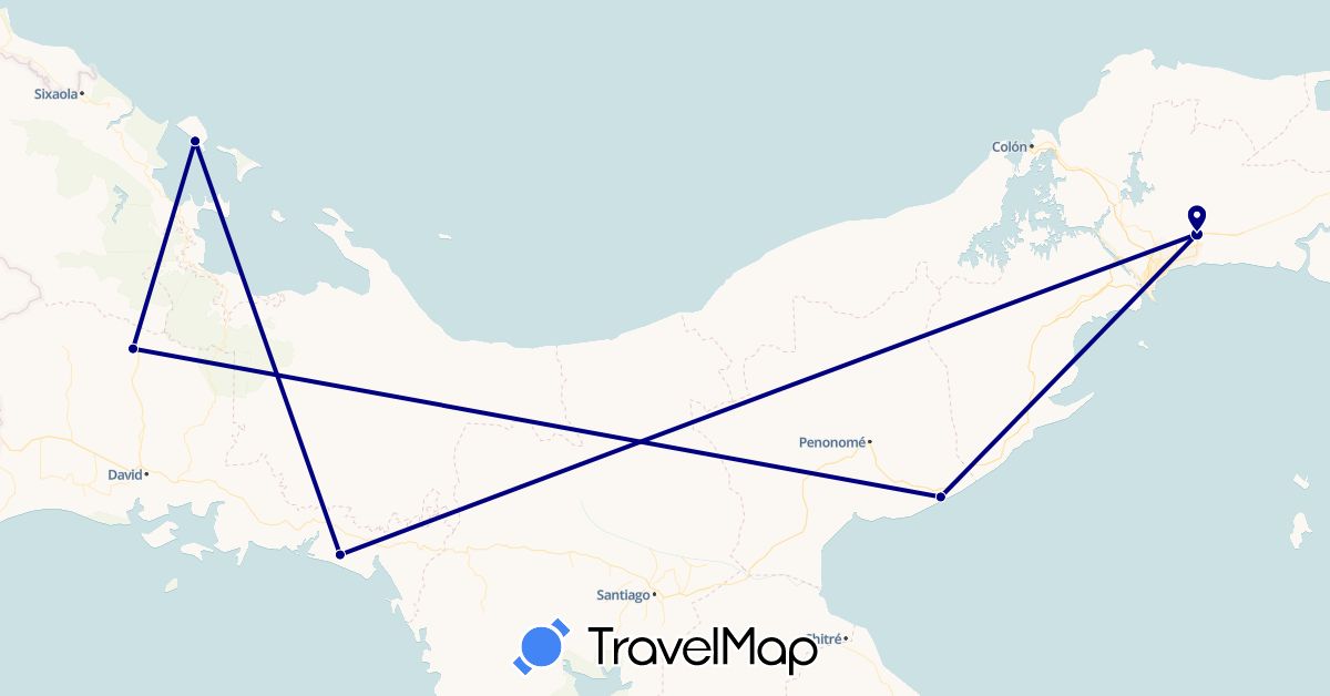 TravelMap itinerary: driving in Panama (North America)